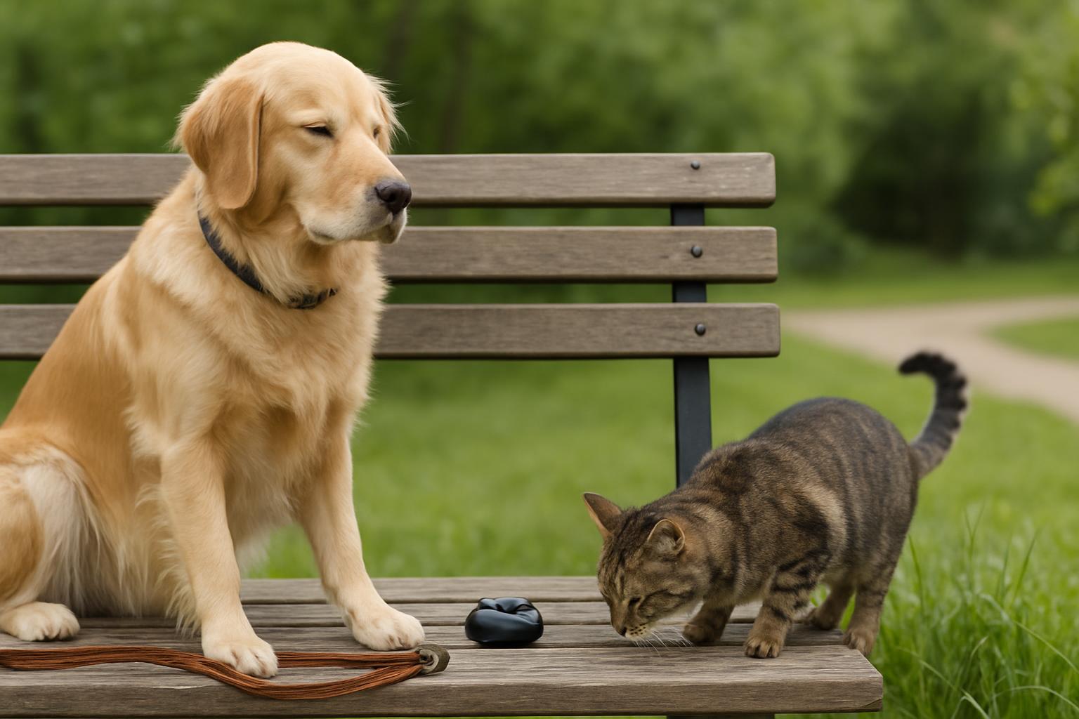 Dog and cat relaxing together after training